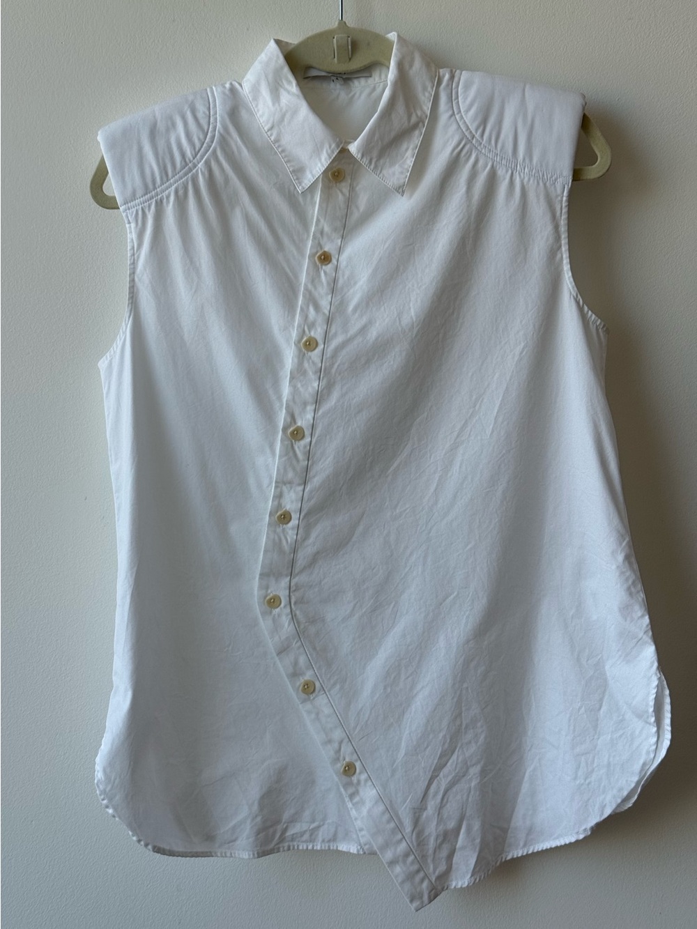 Tibi Sleeveless Shoulderpad Buttondown Shirt